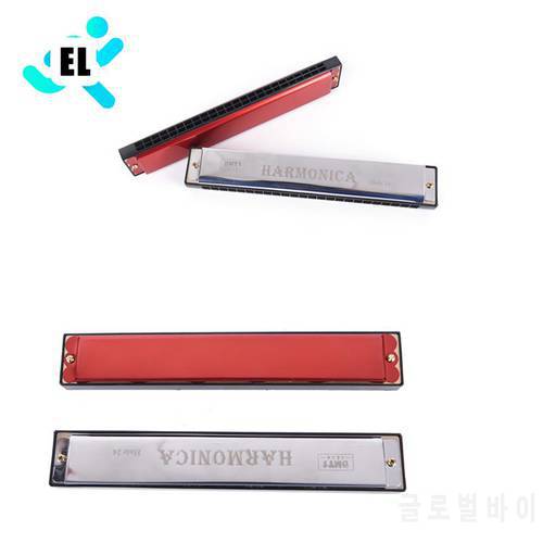 24 Hole Key Of C Play Harmonica Tremolo Harmonica Mouth Organ Double Row for Musical Beginner