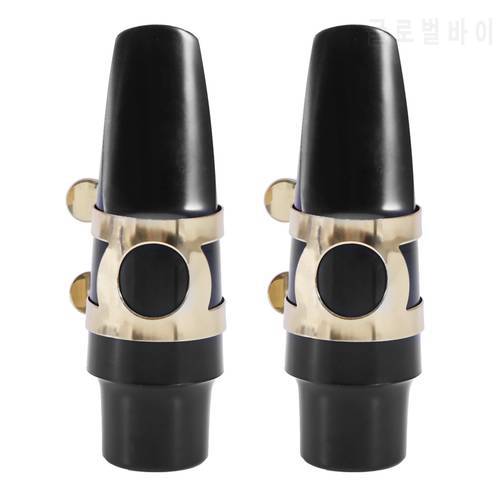 2X Alto Sax Saxophone Mouthpiece Plastic With Cap Metal Buckle Reed Mouthpiece Patches Pads Cushions
