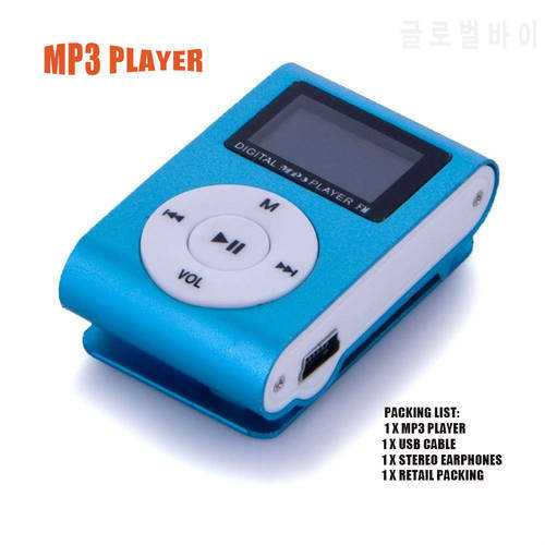 Mini Cube MP3 Player Clip LCD Screen Support 32GB Micro SD TF Card Slot Digital Music Player with Earphones and USB Cable