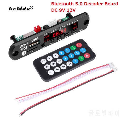 kebidu 9V 12V MP3 WMA Decoder Board Bluetooth5.0 Wireless Audio Module USB TF Radio Music Car MP3 Player With Remote Control