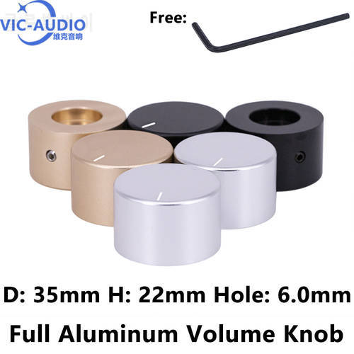 1PC 35*22mm Solid Full Aluminum Volume Control Knob Potentiometer Knob For Hifi Audio Guitar AMP Effect Pedal DAC Radio 6mm