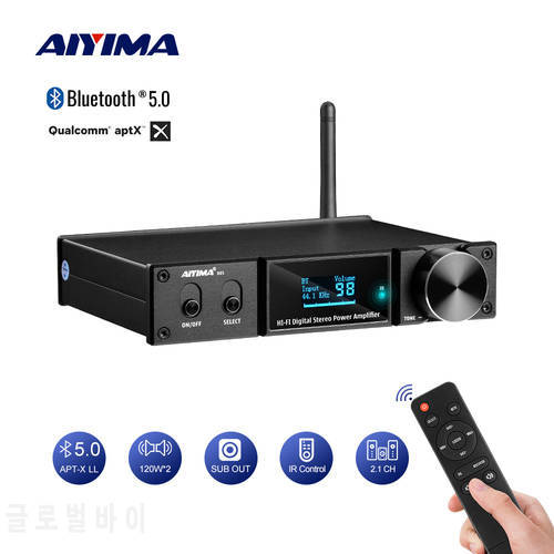 AIYIMA Bluetooth 5.0 Power Amplifier 120Wx2 D05 D03 Bluetooth Subwoofer Amplifier 150Wx2 USB DAC OLED APTX 2.1 Home Audio Amp