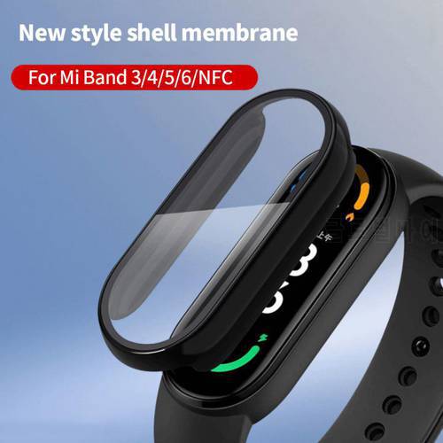 9D Film Glass For Xiaomi Mi Band 4 5 6 Screen Protector Case+Film For Miband 6 5 NFC Smart Watchband Full Protective Cover Case
