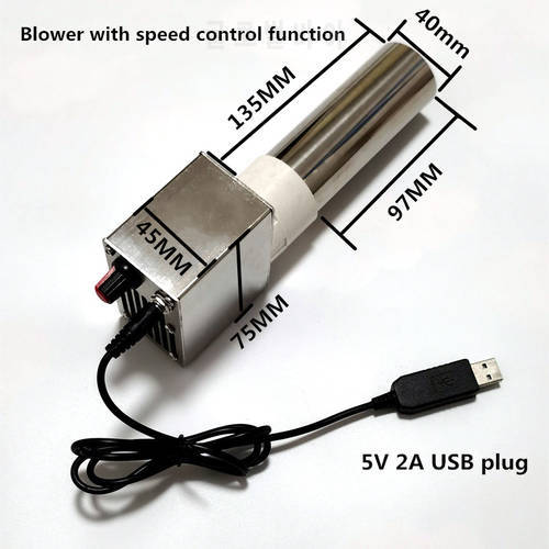 New A60S Violent Speed Control Blower Outdoor BBQ Grill Wood Fire Stove With Collector Tube Fire Hair Dryer Portable 5V USB Plug