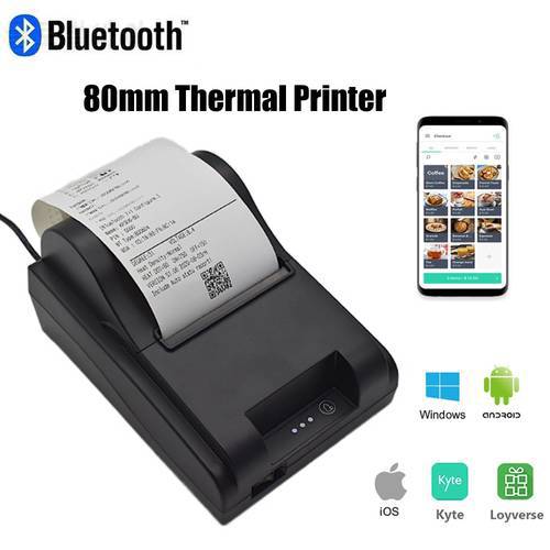 Pos 80mm Thermal Receipt Ticket Printer with Bluetooth USB Port For Mobile Phone Windows Supoort Cash Drawer Bluetooth Printer