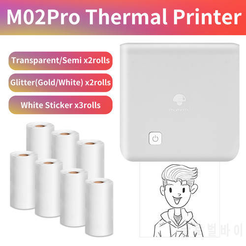 Phomemo M02 Pro Impresora Termica Mini Impresora Portatil Compatible for iOS and Android 15/25/53mm Thermal Sticker Printing