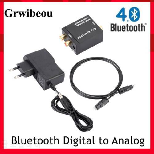 Grwibeou Bluetooth Digital to Analog Audio Converter Adapter Amplifier Decoder Optical Fiber Coaxial Signal to Analog DAC Spdif