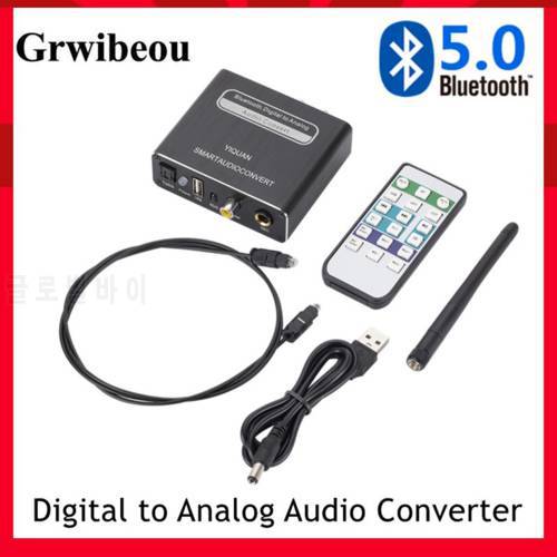 Grwibeou Bluetooth 5.0 Compatible DAC Digital to Analog Audio Converter Adapter Playback Microphone Remote Control Audio Decoder