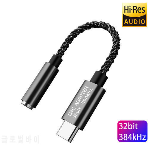 Realtek ALC5686 USB Type-C to 3.5mm DAC Headset Amplifier 16-32Ω 125dB PCM 32b/384kHz Digital Decoder Hi-Res AUX Audio Adapter