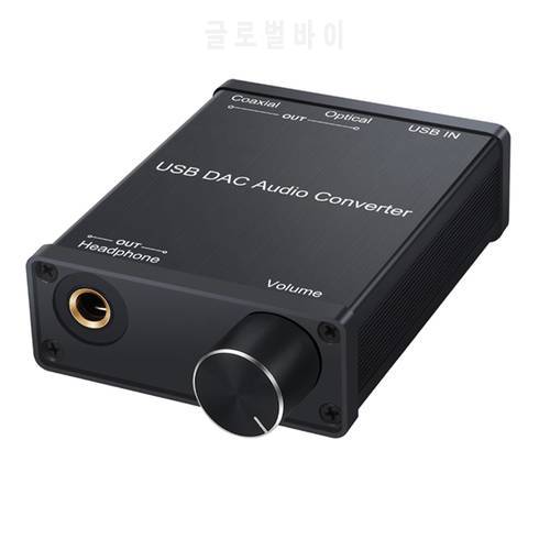 Retail USB DAC Audio Converter Adapter with Headphone Amplifier USB to Coaxial S/PDIF Digital to Analog 6.35mm Audio Sound Card
