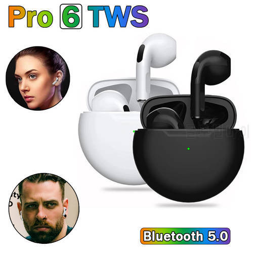 TWS Wireless Headphones 8D stereo HiFi Earpiece With Mic Tws Bluetooth Sport Earphone Noise cancle Earbuds For all phone Pro 6