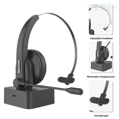Mpow Bluetooth 5.0 Headphones with Charging Base & Microphone Noise Cancelling Business Headset for Cell Phones PC Tablet Office