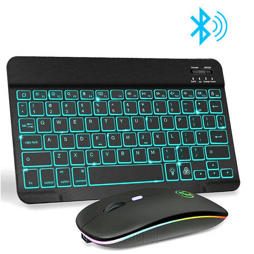 Mini Wireless Keyboard And Mouse RGB Bluetooth-compatible Keyboard Mouse Backlight Russian Keyboard For Computer Phone Tablet