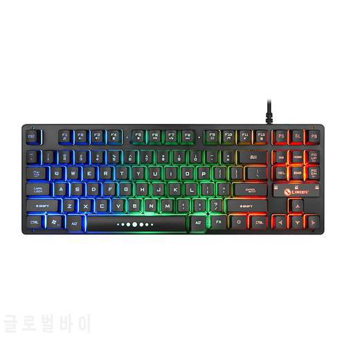 K87 Mechanical Gamer Keyboard 87 Keys USB Wired Gaming PC Keyboard RGB LED Seven-color Backlight For Mac OS 10.2 Win XP/ 7/8/10