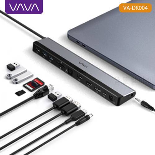 VAVA VA-DK004 12 Port Docking Station Type C Hub Dual 4K HDMI Ports USB C Dock Display Adapter Hub For MacBook Pro/Air