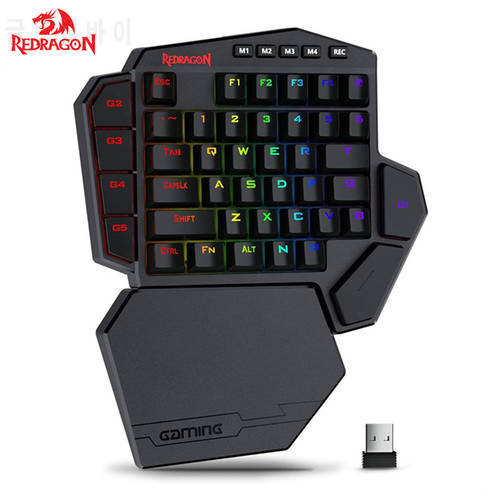 Redragon K585 DITI Wireless One-Handed Mechanical Keyboard 42 Keys 2.4Ghz RGB Gaming Keypad Detachable Wrist Support for PC Game