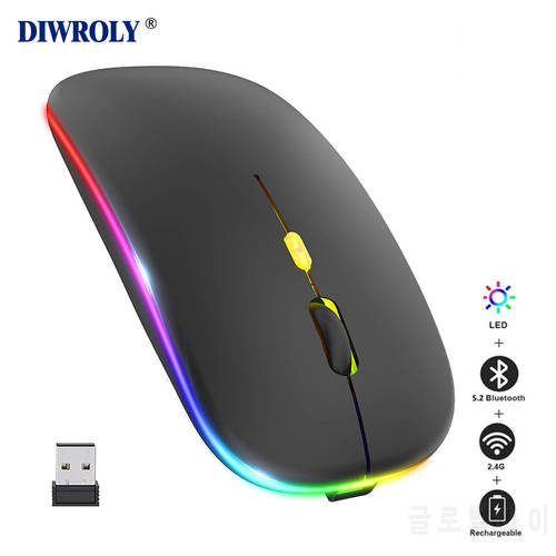 Wireless Mouse Bluetooth RGB Rechargeable USB Mouse For Computer PC Laptop iPad Tablet Silent Mause LED Ergonomic Gaming Mouse