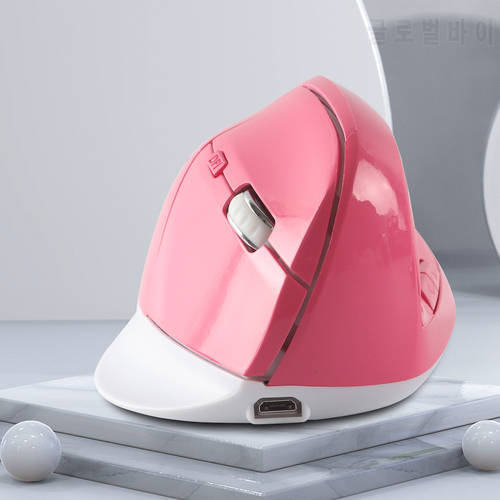 Wireless Vertical Mouse USB Pink OpticalOffice PC Mause Rechargeable Ergonomic Gaming Mice 1600DPI For Laptop Desktop Computer