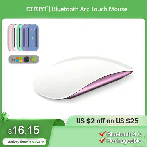 Bluetooth 4.0 Arc Touch Mouse Magic 3 Type C Rechargeable Wireless Mause Colorful Green Pink Ultra-thin Mice for Macbook Laptop