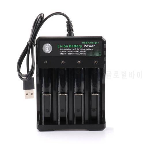Hot For 3.7V 18650 14500 16340 26650 Batteries 2/4 Ports Battery Charger with USB Plug Power Tool Accessories Standard Battery