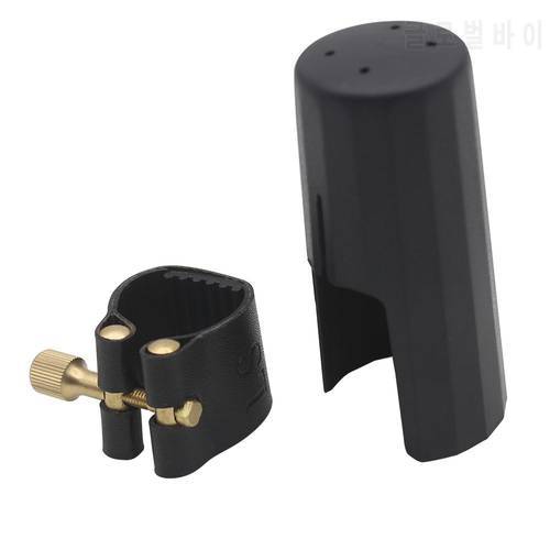 Artificial Leather Sax Saxophone Clarinet Bakelite Mouthpiece Clamp\Clip Leather Ligature + Plastic Cap Clarinet