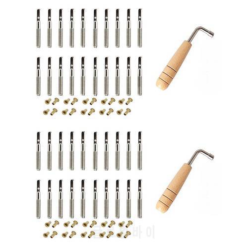 40 Pcs Tuning Pin Nails And 40Pcs Rivets,With L-Shape Tuning Wrench,For Lyre Harp Small Harp Musical Stringed Instrument
