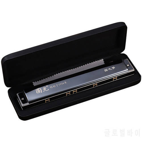 24-Hole Polyphonic Harmonica, C Chord, Portable Mini Harp Instrument, Professional Harmonica for Students, Beginners and Adults