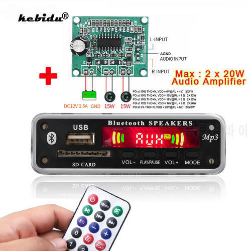 Hot Color Screen DC 5V 12V Bluetooth MP3 WMA Decoder Board Audio Module Support USB SD AUX FM Audio Radio Module Car Mp3 Player