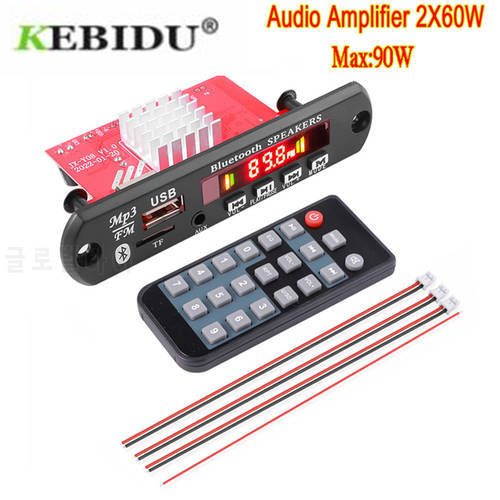 Bluetooth 5.0 MP3 Decoder board Power Amplifier 2*60W Call Recording 12V Wireless Music Audio Modul USB TF FM Radio For Car
