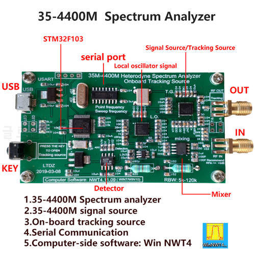 New spectrum analyzer USB LTDZ 35-4400M spectrum signal source, with tracking source module board RF frequency domain analysis t