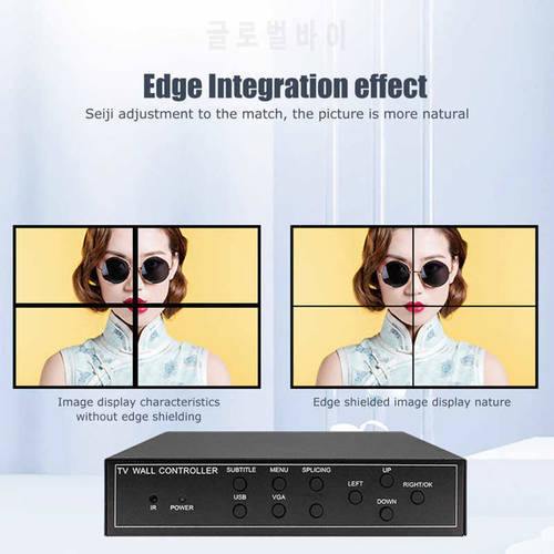 4 Channel Video Wall Controller HD Multimedia Interface 1 in 4 Out TV Wall Processor for TV 100-240V support 2x2 1 × 4 4x1