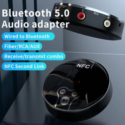 Bluetooth-compatible RCA Audio Receiver APTX LL 3.5mm AUX Jack Music Wireless Adapter With Mic NFC For Car Speakers Auto ON/OFF