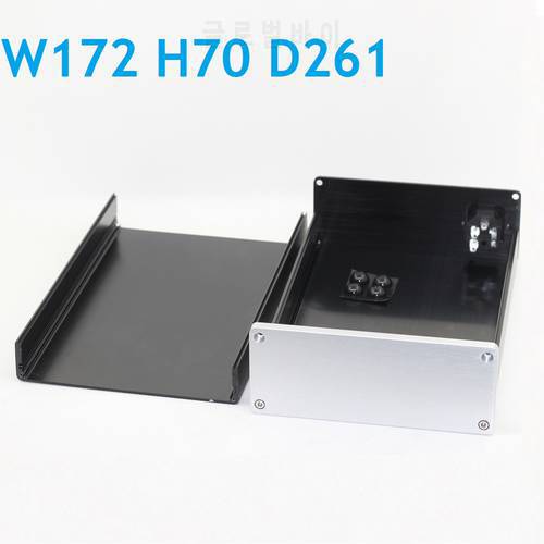 Power Amplifier Chassis W172 H70 D261 Anodized Aluminum Case Tapping AMP DAC Wholesale DIY OEM Hole Preamp Amplify Housing Shell