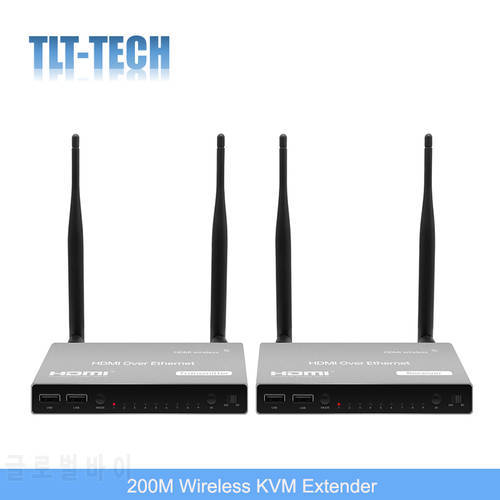 One To Multi 200M Wireless WiFi Transmitter Receiver 1080P HDMI Extender TV Loop IR Remote USB KVM Multi PC Switch To 1 Monitor