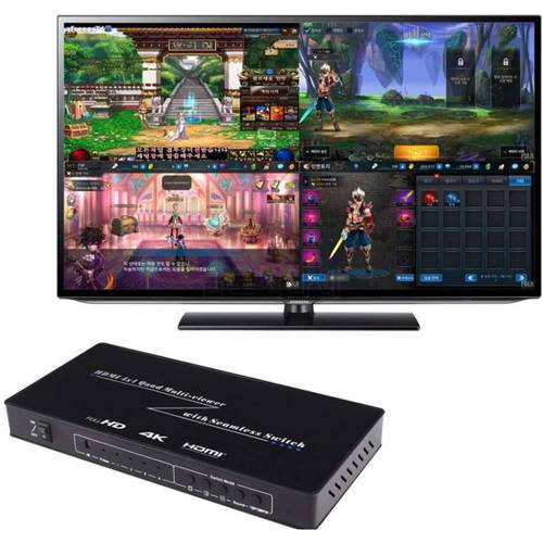 4K 3D HDMI Multi-viewer 4X1 HDMI Quad Screen Real Time Multiviewer with HDMI seamless Switcher function