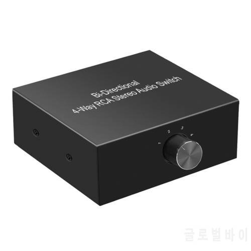 4 Way Stereo L/R Sound Channel Bi-Directional Audio Switcher 4 in 1 Out/1 in 4 Out Audio Switch Splitter for Speaker