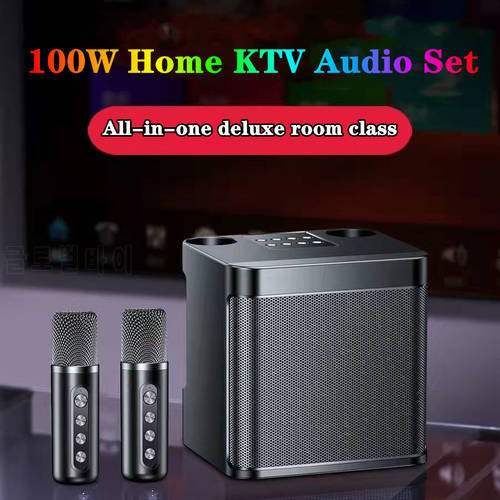 Peak Value 100W Professional Karaoke Dual Wireless Microphone Bluetooth Speaker Outdoor Home Smart External Device Caixa De Som