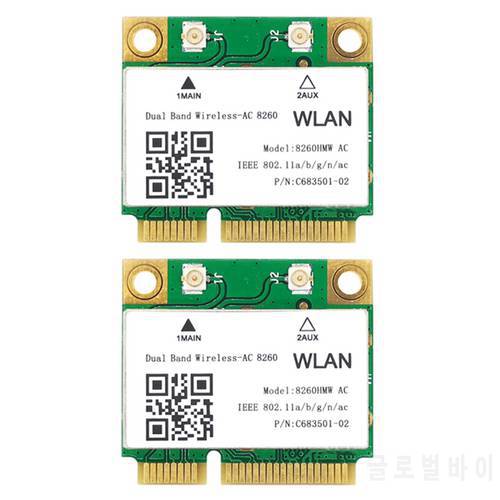 2X 1200Mbps Network Card 8260Hmw Ac 2.4G+5G Mini Pci-E Card 4.2 Bluetooth Wifi Card 802.11Ac 867Mbps