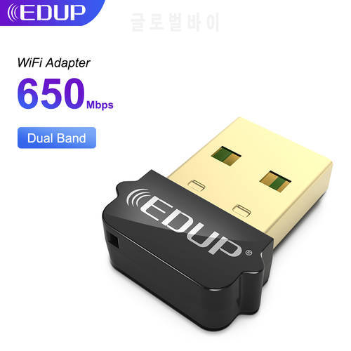 EDUP 650Mbps USB WiFi Adapter 5G/2.4GHz Mini Wifi External Wireless Network Card Wifi Dongle Receiver for Laptop Windows MacOS