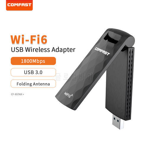 New Wifi 6 USB Adapter 1800Mbps 2.4Ghz/5.8Ghz Wi-fi Network Card 11AX Wi Fi Dongle For PC Laptop Windows 10/11