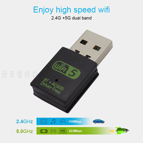 Dual Band 600Mbps USB Wireless Network Card USB WIFI Lan Adapter Mini Bluetooth Adapter Wi-Fi Dongle For PC Laptop RTL8821CU