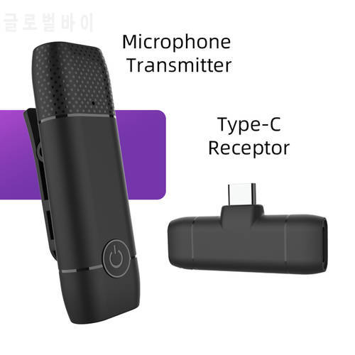 Small Wireless Lavalier Microphone Receiver Portable Mini Clip-On Lapel Video Recording Mic System for Live Broadcast Interview