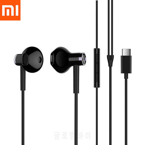 Xiaomi Hybrid DC Earphone Mi Dual Driver Type C Plug Half In-Ear Headsets With Mic Wired Control For Samsung Huawei Smartphone