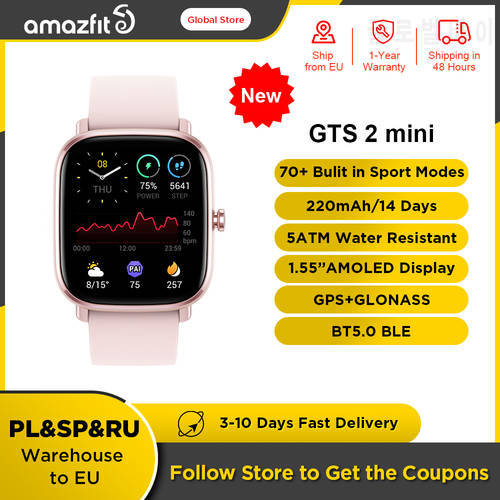 New Amazfit GTS 2 Mini GPS 70 Sports Modes Smartwatch AMOLED Display Sleep Monitoring Smart Watch For Android For iOS