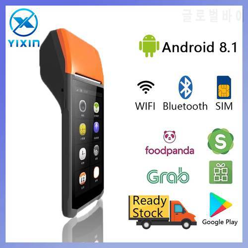 POS PDA Android 8.1 Portable Handheld Payment Terminal Thermal Printer 3G Internet Receipt Google Play Bluetooth Barcode Camera
