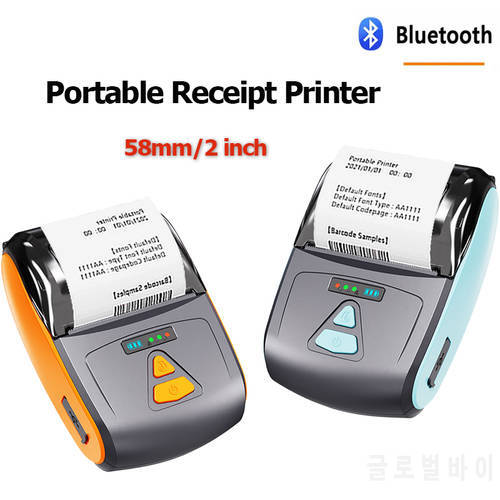 Portable Mini Impresora Receipt Printer Wireless USB Type-C 58mm Bluetooth Thermal Printer POS Bill Mobile and Computer Printers