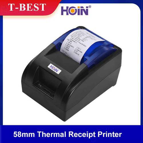 HOIN USB Portable 58mm Thermal Receipt Printer Ticket Bill Wired Printing Support Cash Drawer Compatible with ESC/POS