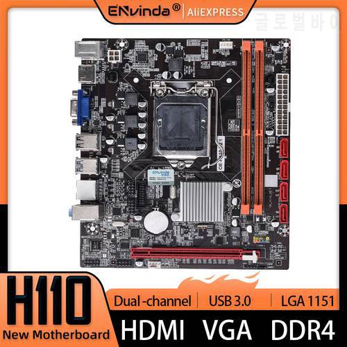Envinda LGA 1151 Motherboard H110 DDR4 32GB Dual Channel Mainboard Support Core i3 i5 i7 Computer Motherboard LGA1151