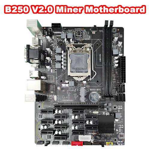 HOT-B250 V2.0 BTC Mining Motherboard 12XPCIE LGA1151 Dual Channel DDR4 MSATA SATA USB3.0 B250 ETH Mining Motherboard