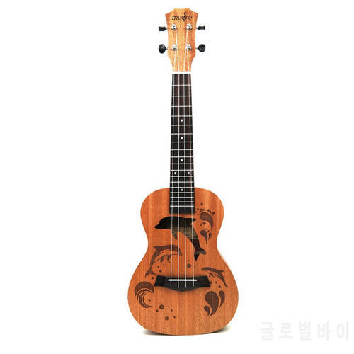New 21 Inch Sapele Dolphin Pattern Ukulele Hawaii Mini Guitar 4 Strings Uke Brown Rosewood Instrument Ukelele Gift